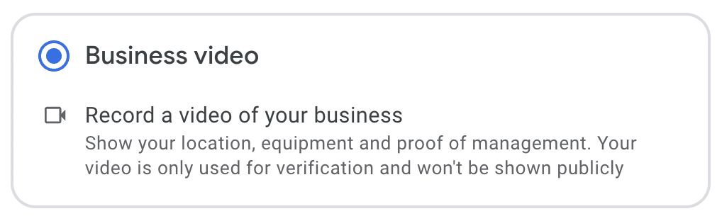 Google Business Profile video verification